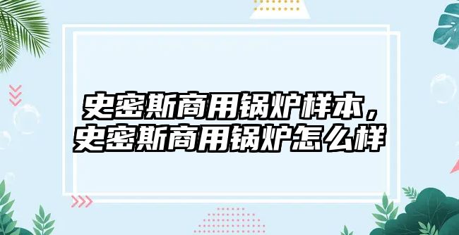 史密斯商用鍋爐樣本，史密斯商用鍋爐怎么樣