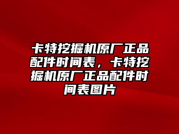 卡特挖掘機原廠正品配件時間表，卡特挖掘機原廠正品配件時間表圖片