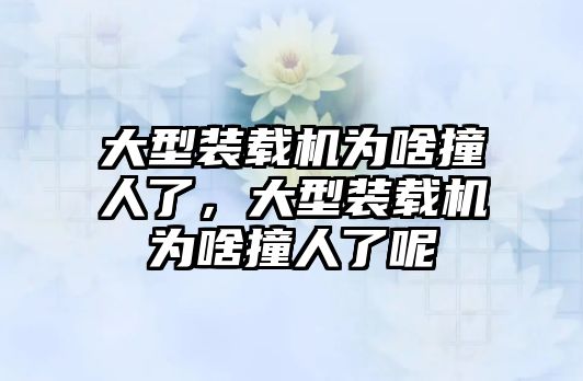 大型裝載機為啥撞人了，大型裝載機為啥撞人了呢