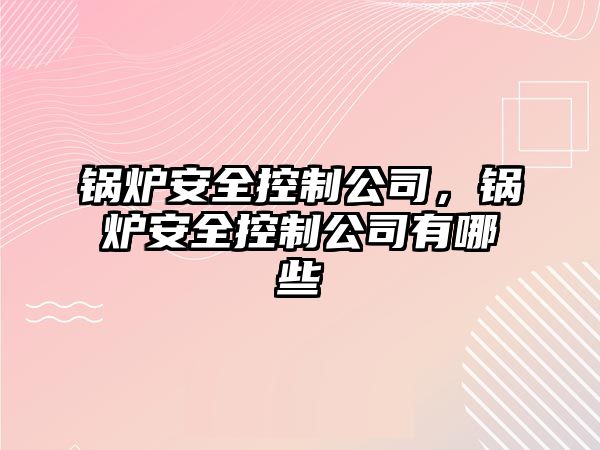 鍋爐安全控制公司，鍋爐安全控制公司有哪些