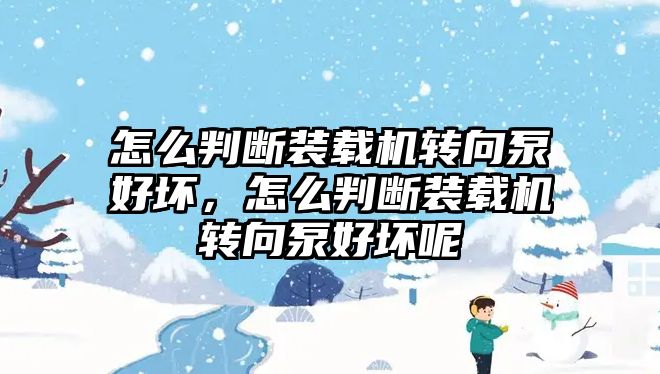 怎么判斷裝載機(jī)轉(zhuǎn)向泵好壞，怎么判斷裝載機(jī)轉(zhuǎn)向泵好壞呢