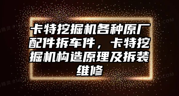 卡特挖掘機各種原廠配件拆車件，卡特挖掘機構造原理及拆裝維修