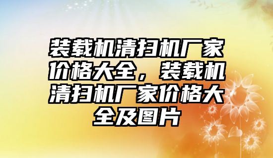 裝載機清掃機廠家價格大全，裝載機清掃機廠家價格大全及圖片