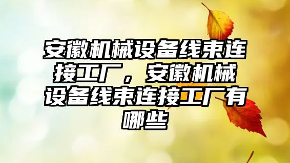 安徽機械設備線束連接工廠，安徽機械設備線束連接工廠有哪些