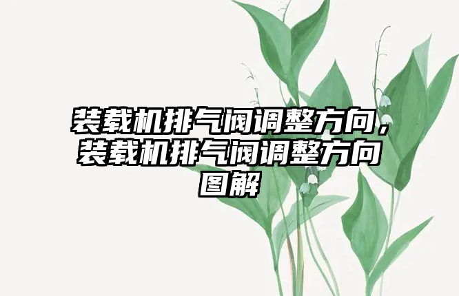 裝載機排氣閥調整方向，裝載機排氣閥調整方向圖解