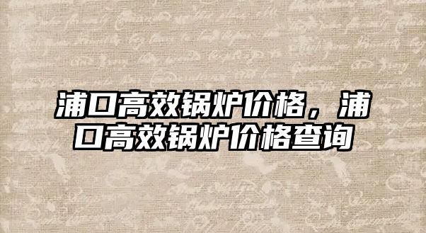 浦口高效鍋爐價格，浦口高效鍋爐價格查詢