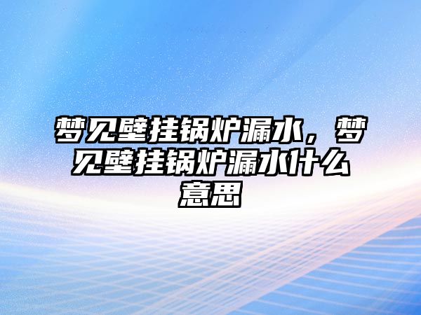 夢見壁掛鍋爐漏水，夢見壁掛鍋爐漏水什么意思