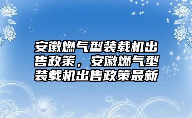 安徽燃?xì)庑脱b載機出售政策，安徽燃?xì)庑脱b載機出售政策最新